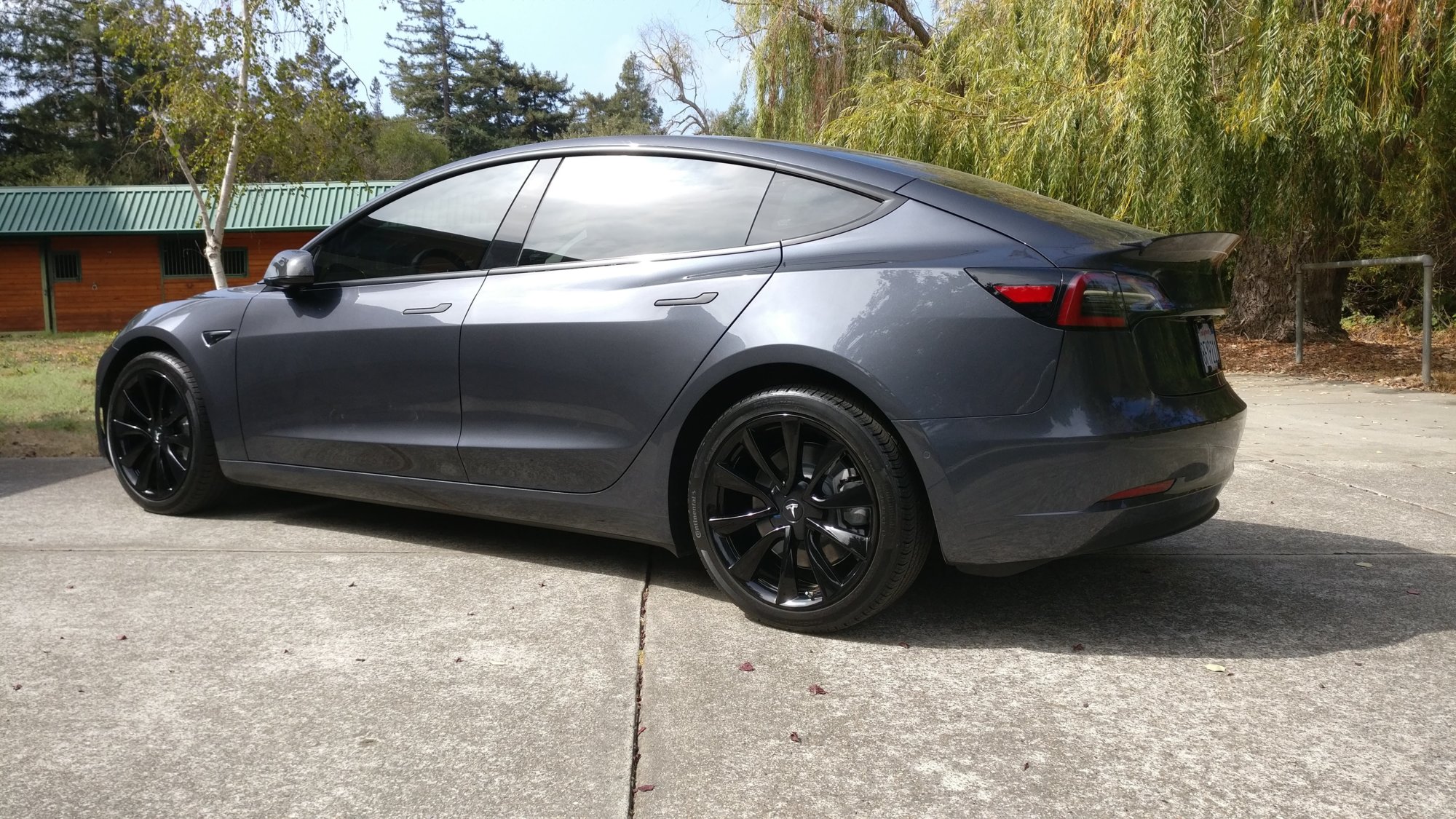 Grey Tesla Model Tinted Windows Priezor