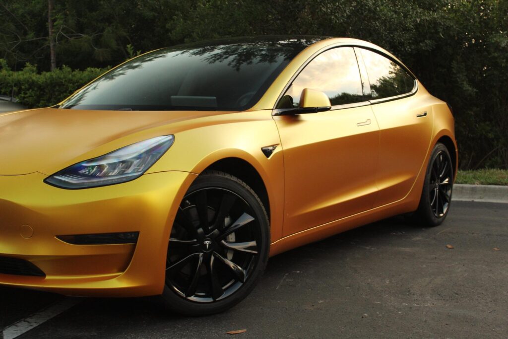 tesla model 3 yellow