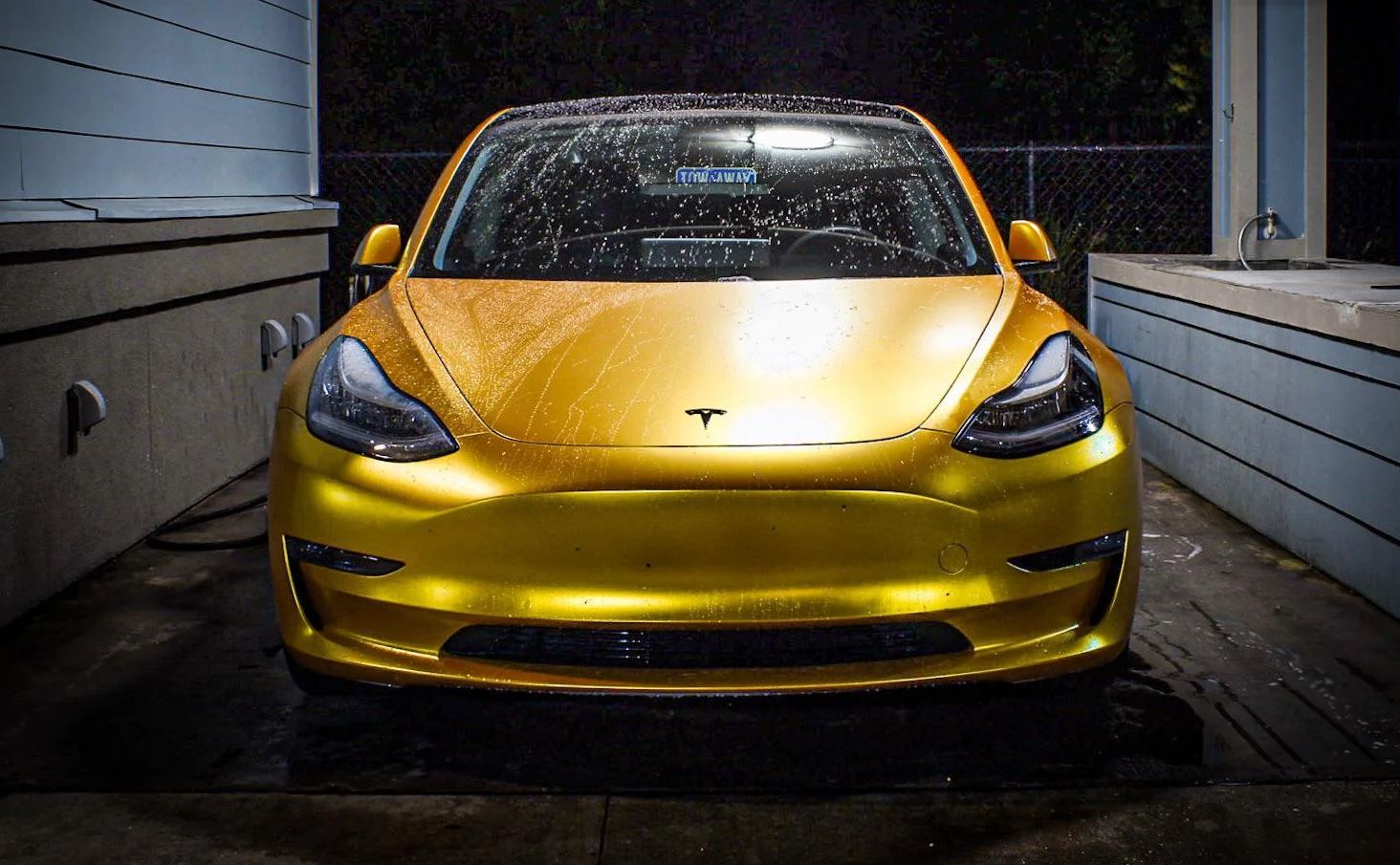 Tesla Model 3 With Avery Energetic Yellow Wrap Tesla Model 3 Wiki